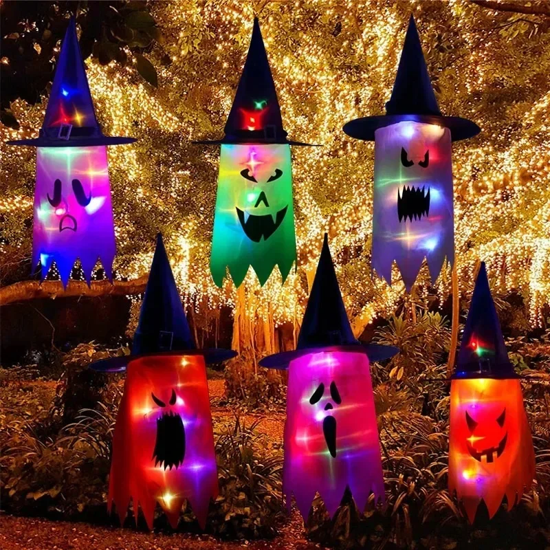 Home Decor Lighting Tree - Halloween hangende gloeiende spookhoed lichten decoratie