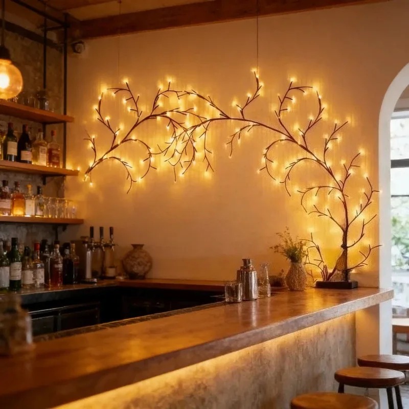 Wall Decor Lighting Tree - LED-boomtakwandlampen Flexibele wilgenranklamp Warme verlichting voor