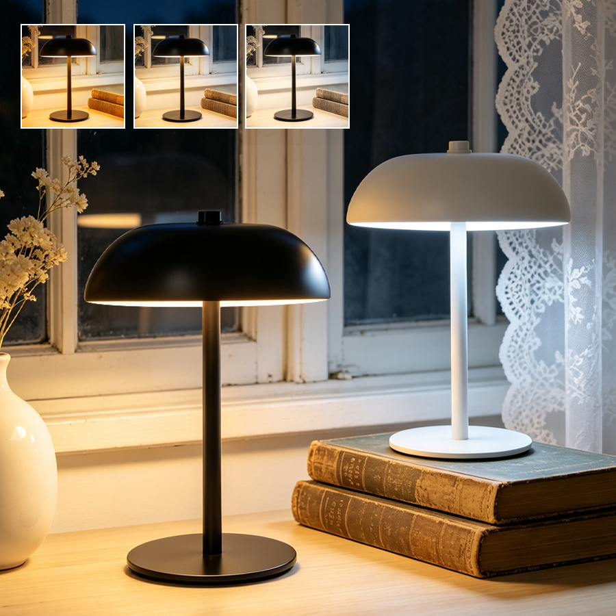 Mushroom Table Lamp - Draadloze paddenstoel bureaulamp, 3 kleuren, aanraakbediening,