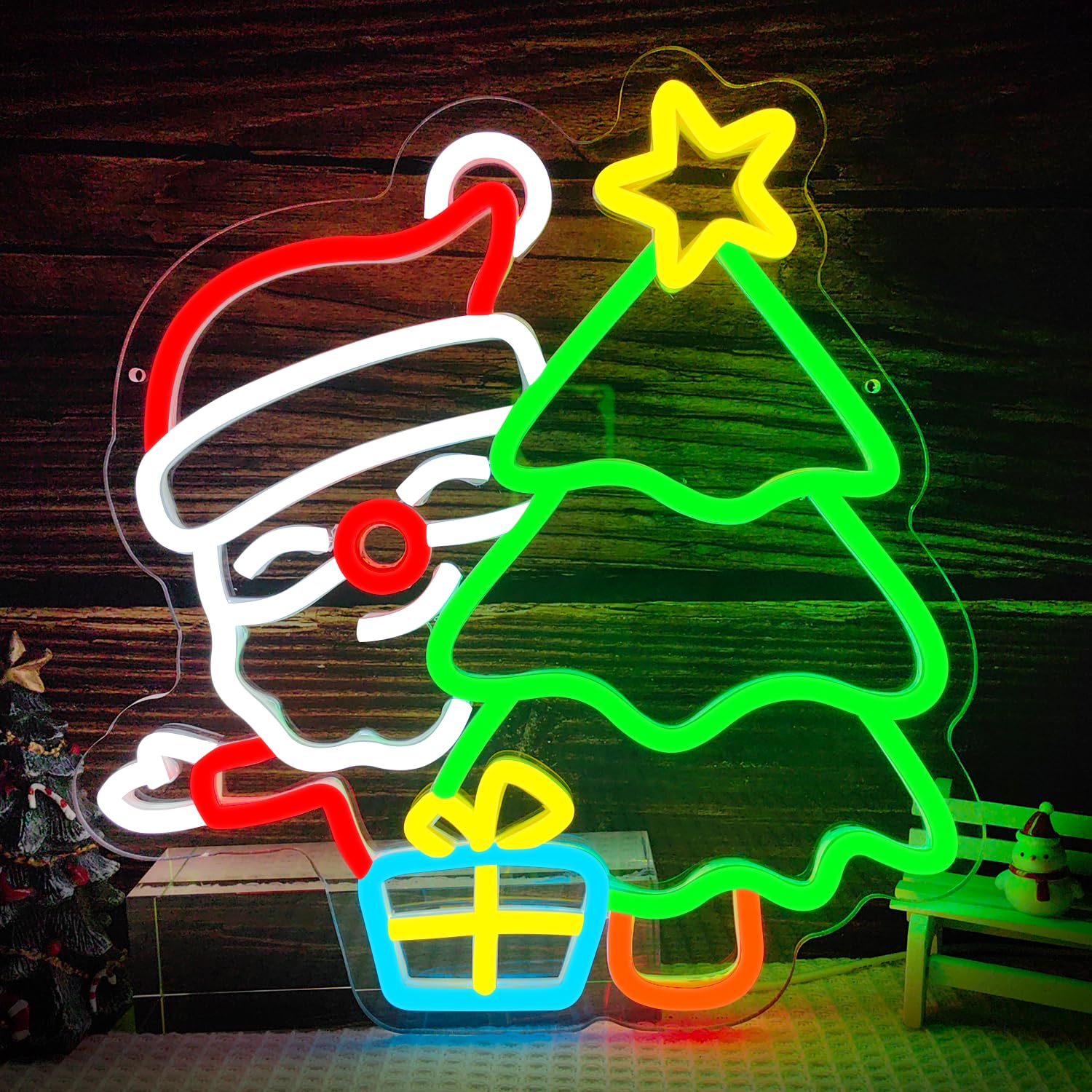 Wall Decor Lighting Tree - Santa Neon Sign voor wanddecoratie Dimbare