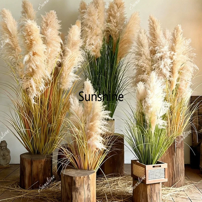 Home Decor Lighting Tree - Gesimuleerde groene planten, natuurlijk riet, vossenstaart,