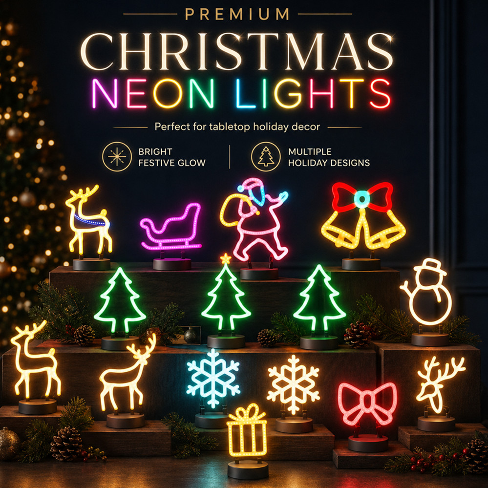 Wall Decor Lighting Tree - Kerstdecoratie LED Neon Licht Hertenkop LED