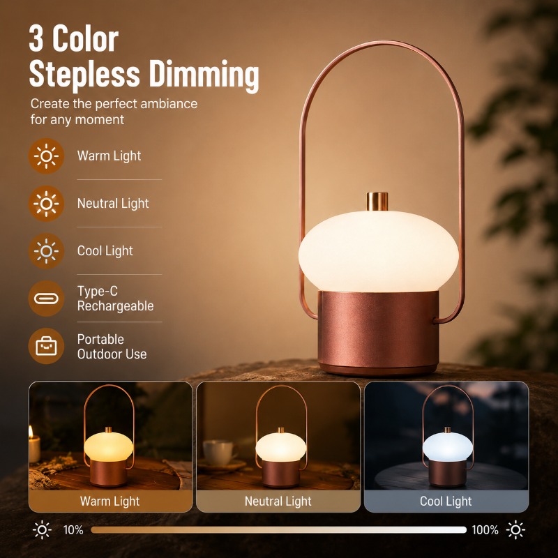 Mushroom Table Lamp - Oplaadbare draagbare paddenstoelvormige tafellamp voor buiten,