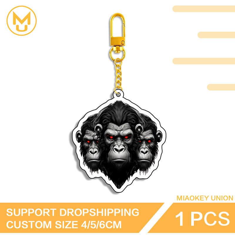 Union Lighting & Decor - Drie Chimpansee Hoofden Sleutelhanger Verlichting Harige