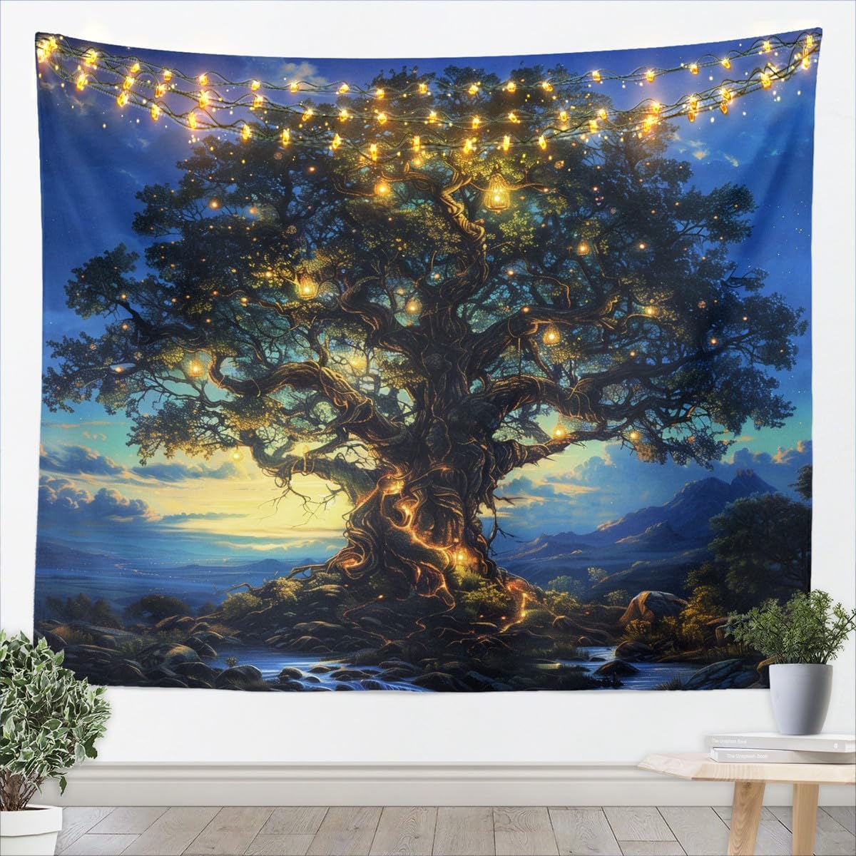 Wall Decor Lighting Tree - Luxe mystieke bosboom wandtapijt met betoverende