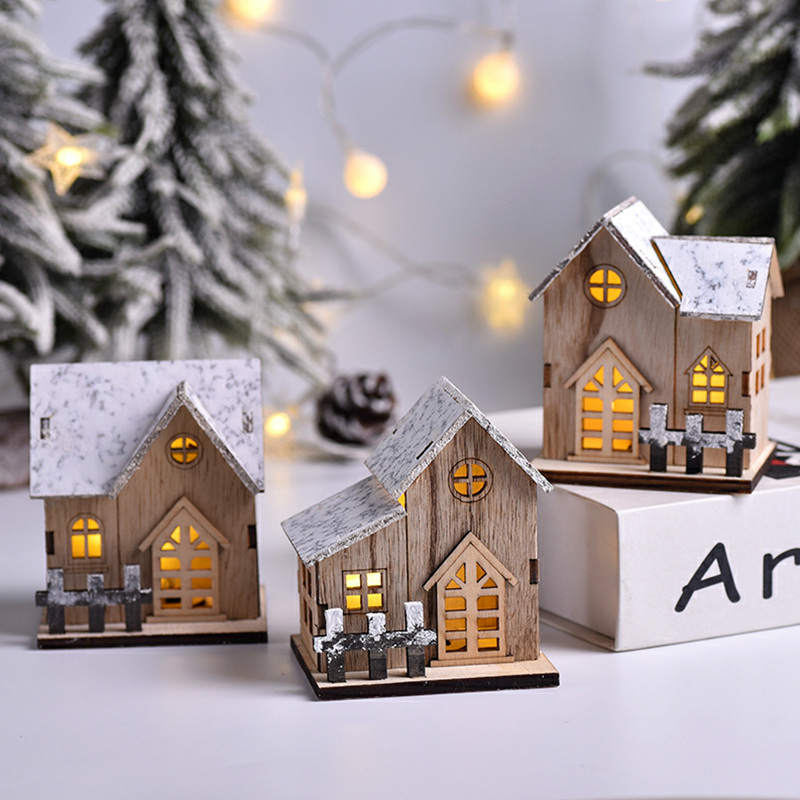 Home Decor Lighting Tree - Kerst LED-licht Houten huis Lichtgevende cabine