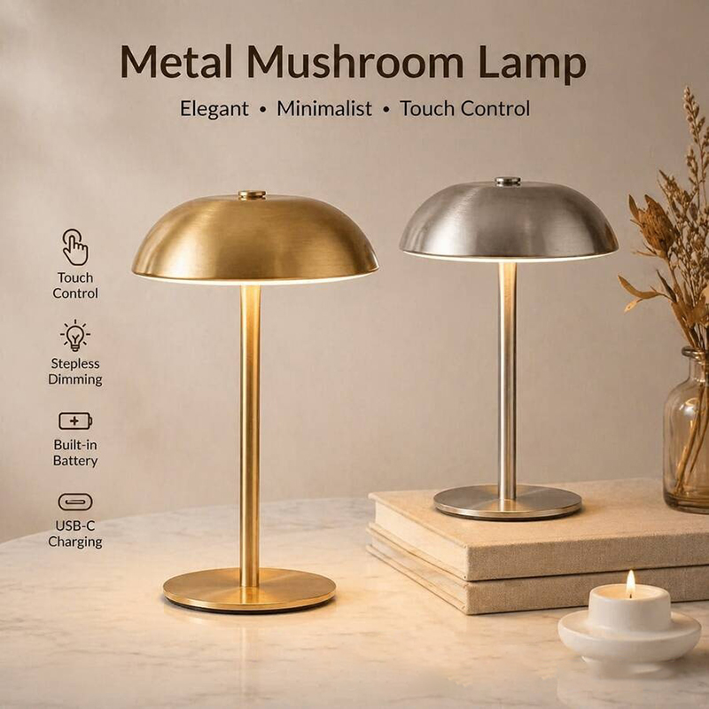 Mushroom Table Lamp - Leuke paddenstoel tafellamp, aanraakbediening, 3 kleuren
