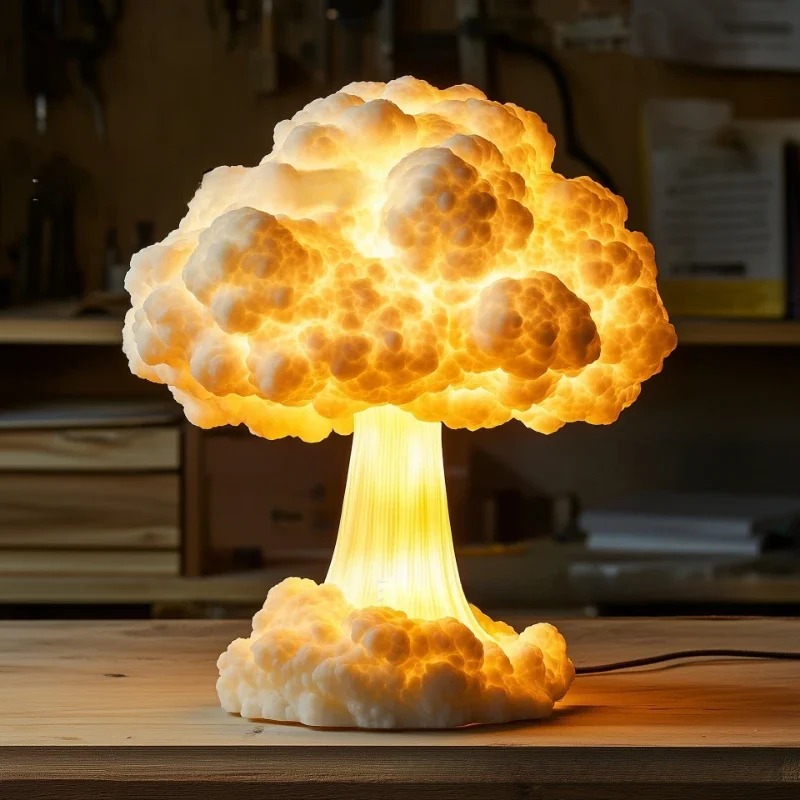 Mushroom Table Lamp - USB-aangedreven atoomvormige paddenstoelwolk hars bureaulamp geschikt