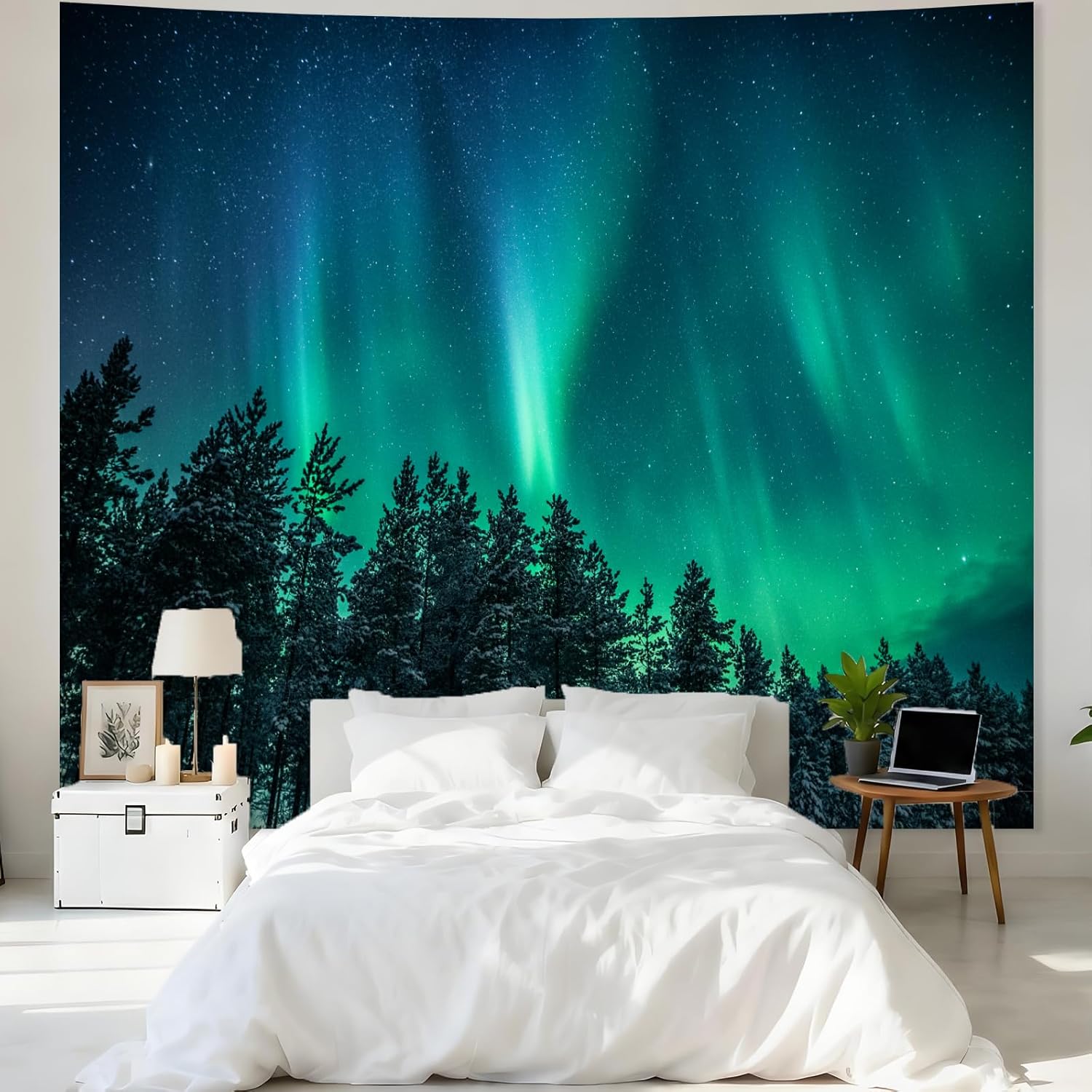 Grote Noorderlicht Wandtapijt  - Wall Decor Lighting Tree recensie en prijs